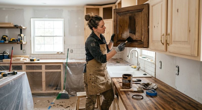 Built In Cabinetry Staining in Bloomington, IN